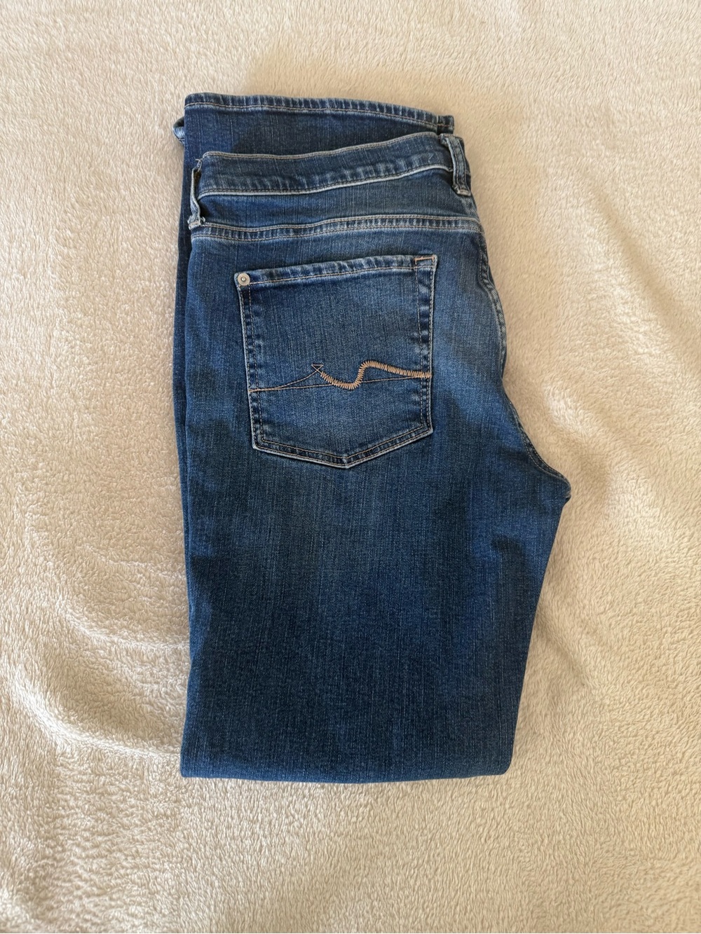 7 For All Mankind Women's Slim Straight Jeans in Dark Blue Denim